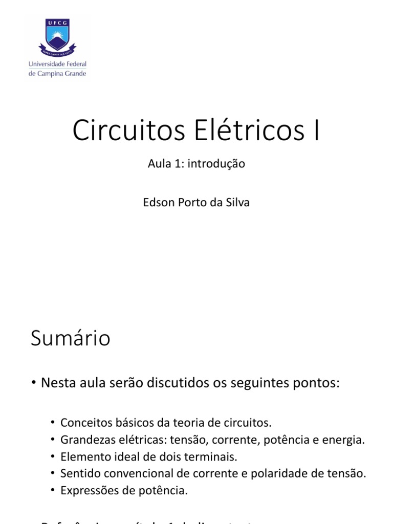Aula 1 | PDF | Rede elétrica | Eletricidade