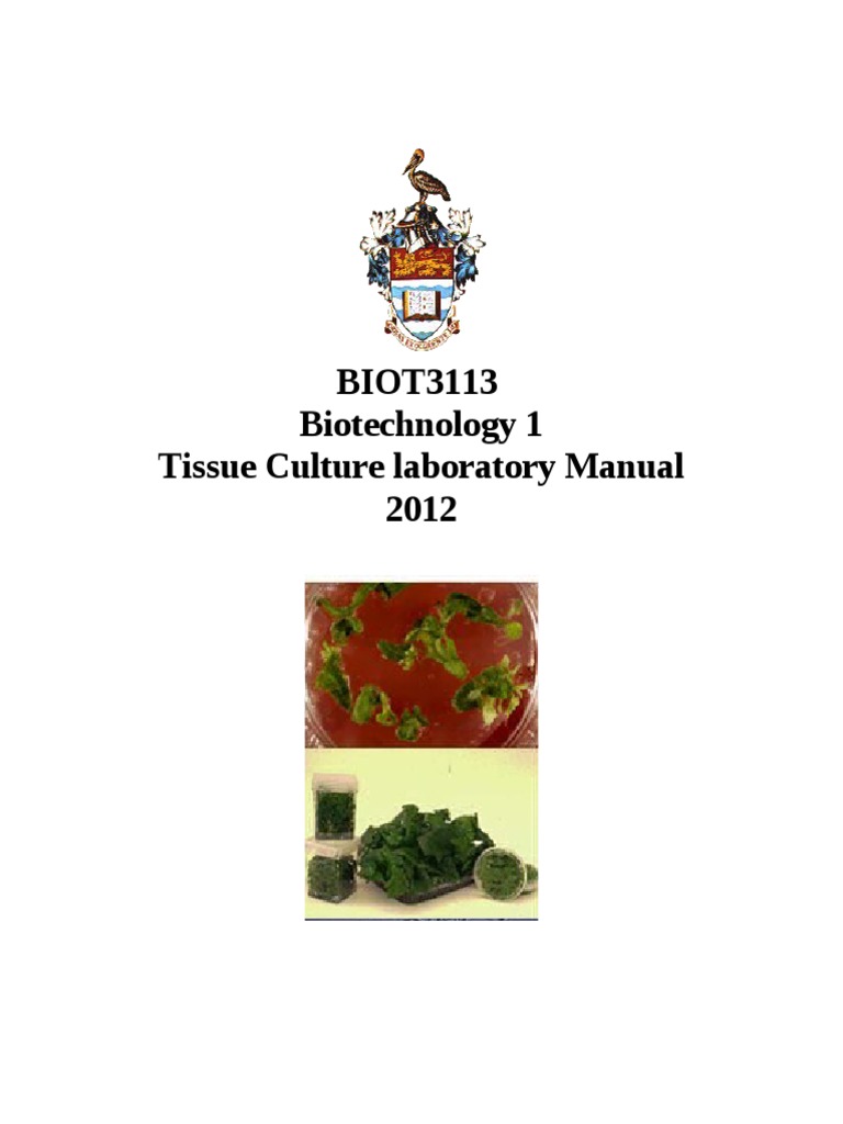 Biotechnology BIOT3113 TC Lab Manual 2012 PDF Organisms Biology