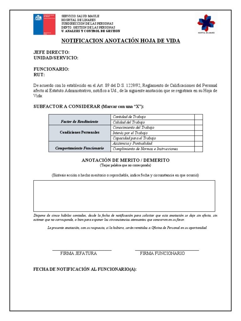 Anotación de Mérito y Demérito Laboral | PDF