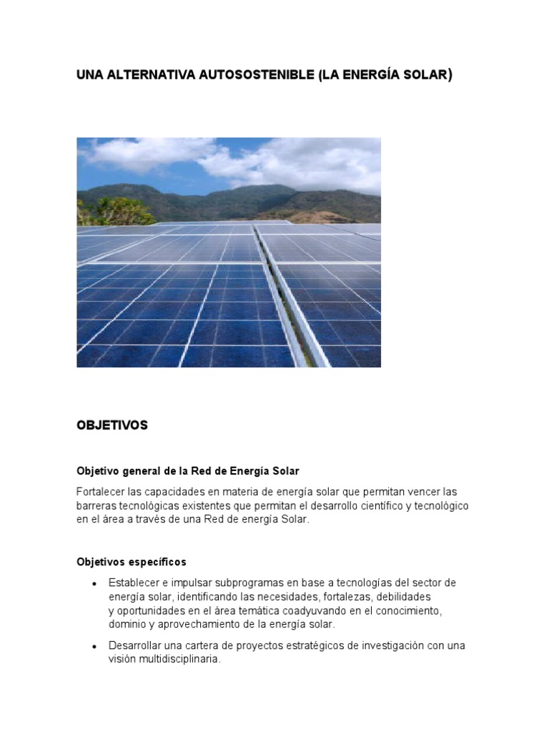 Objetivos y evolución de la energía solar | PDF | Energía solar ...