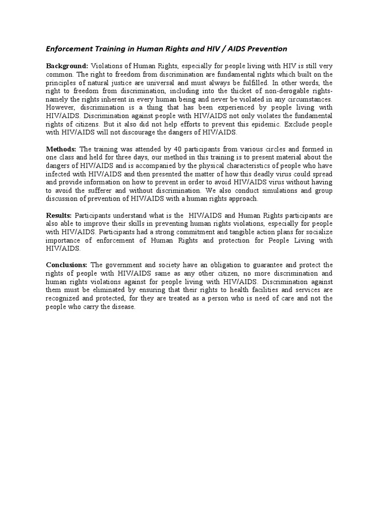 Human Rights Training for HIV Prevention | PDF | Human Rights | Hiv/Aids