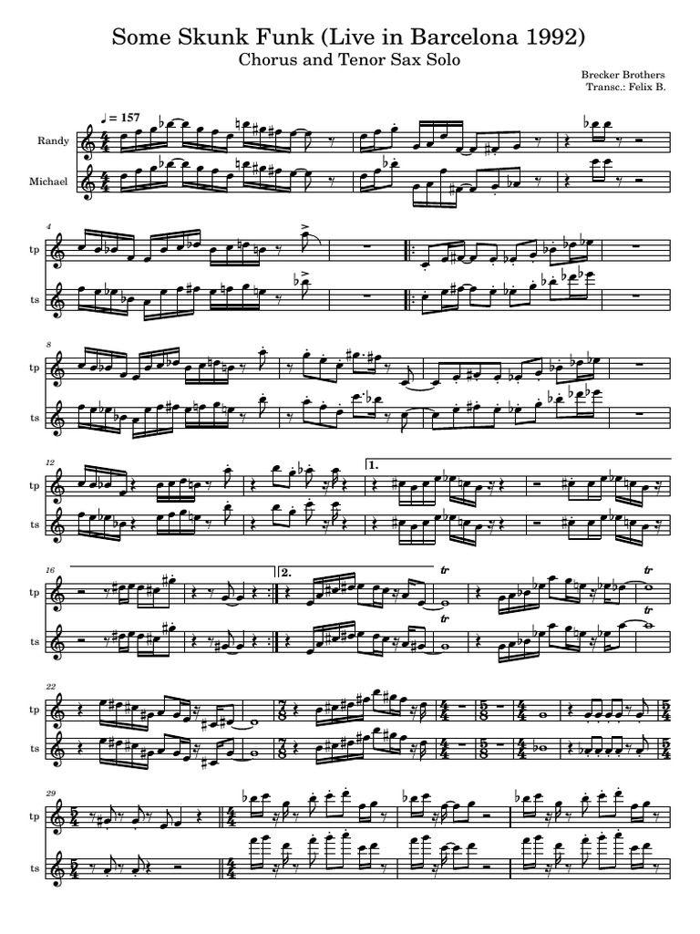 Some Skunk Funk Live in Barcelona Brecker Brothers Chorus and Sax Solo