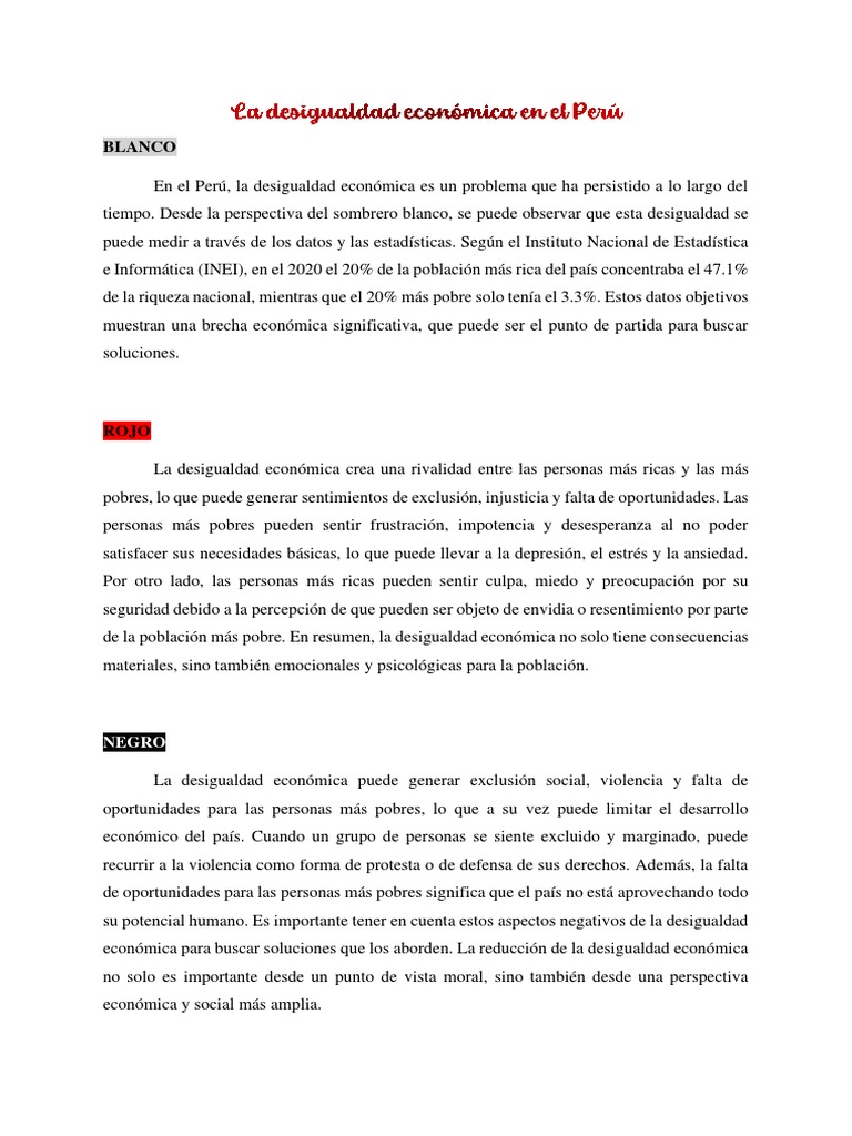 Desigualdad económica en el Perú: análisis y soluciones | PDF ...
