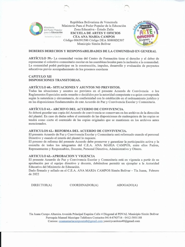 Acuerdo de Convivencia Escolar 2022 | PDF | Ciencias sociales