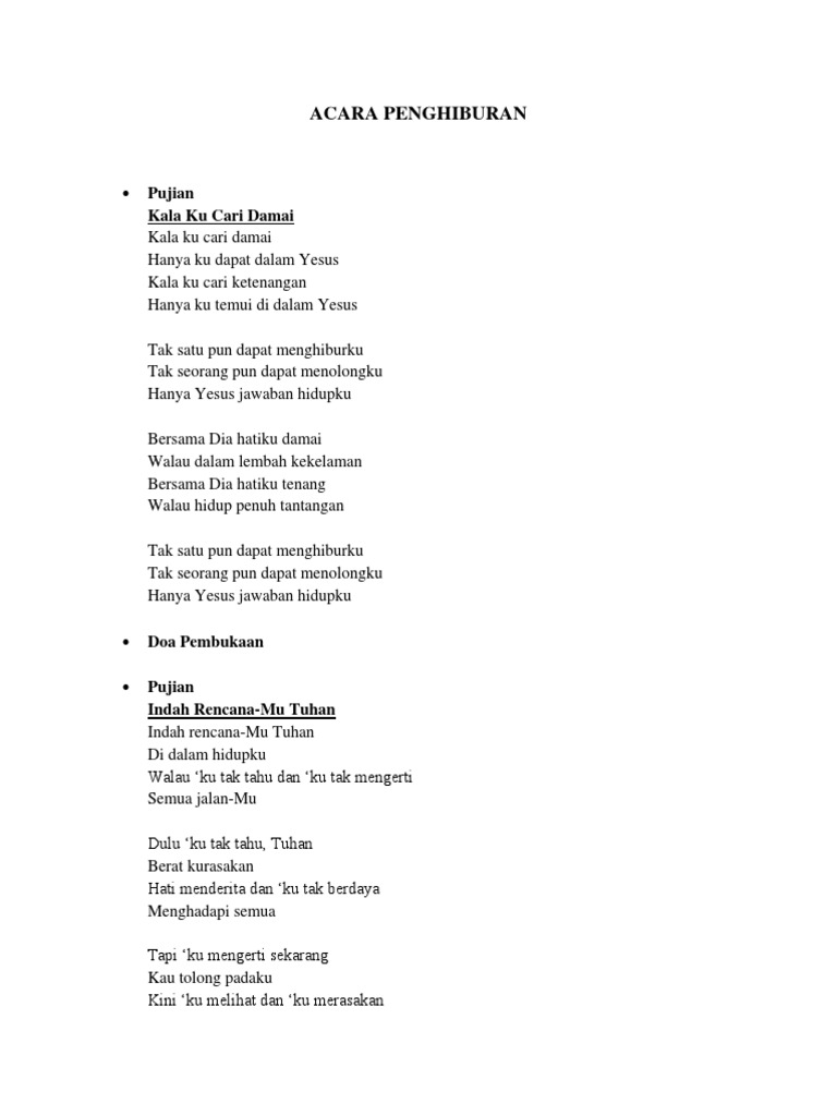 Acara Penghiburan Pdf