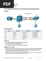 Configure Protections For Passwords and Terminal Lines