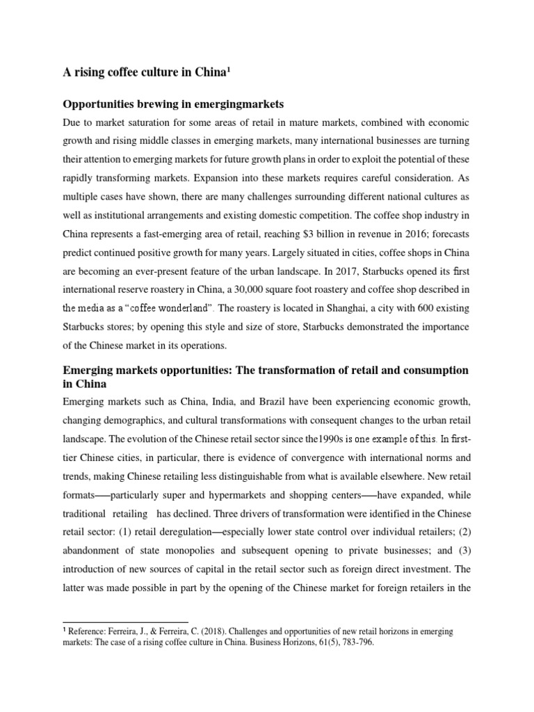 02 Case Study A Rising Coffee Culture In China Pdf Retail