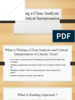 Writing A Close Analysis and Critical Interpretation