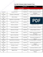 Fifa World Cup 2022 Qatar Schedule in IST