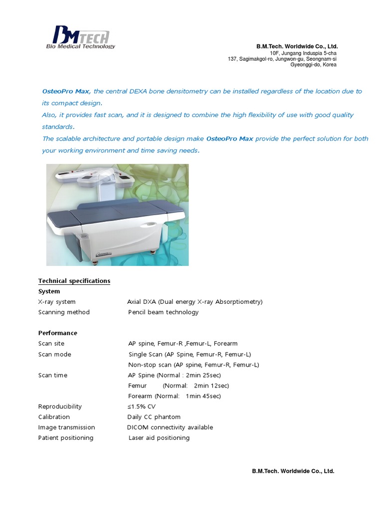 Osteopro Max Spec Sheet Pdf Computing Equipment