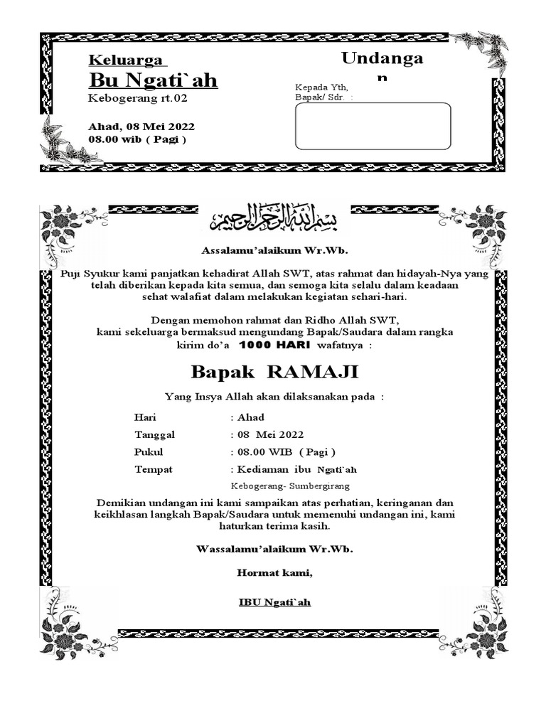 Undangan Tahlil | PDF