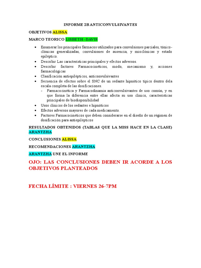 Reparto Informe 2b y 3a Farmaco | PDF