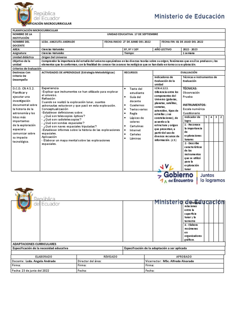 Planificaciones de Ciencias Naturales | PDF | Universo | Evaluación
