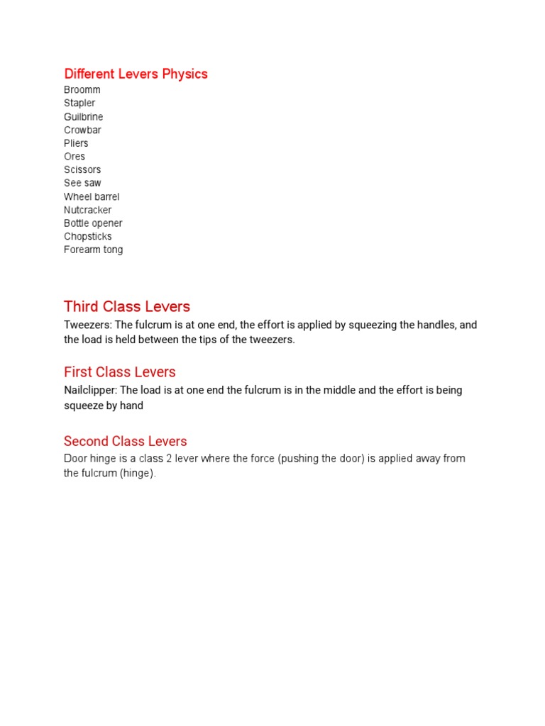 Physics Levers | PDF