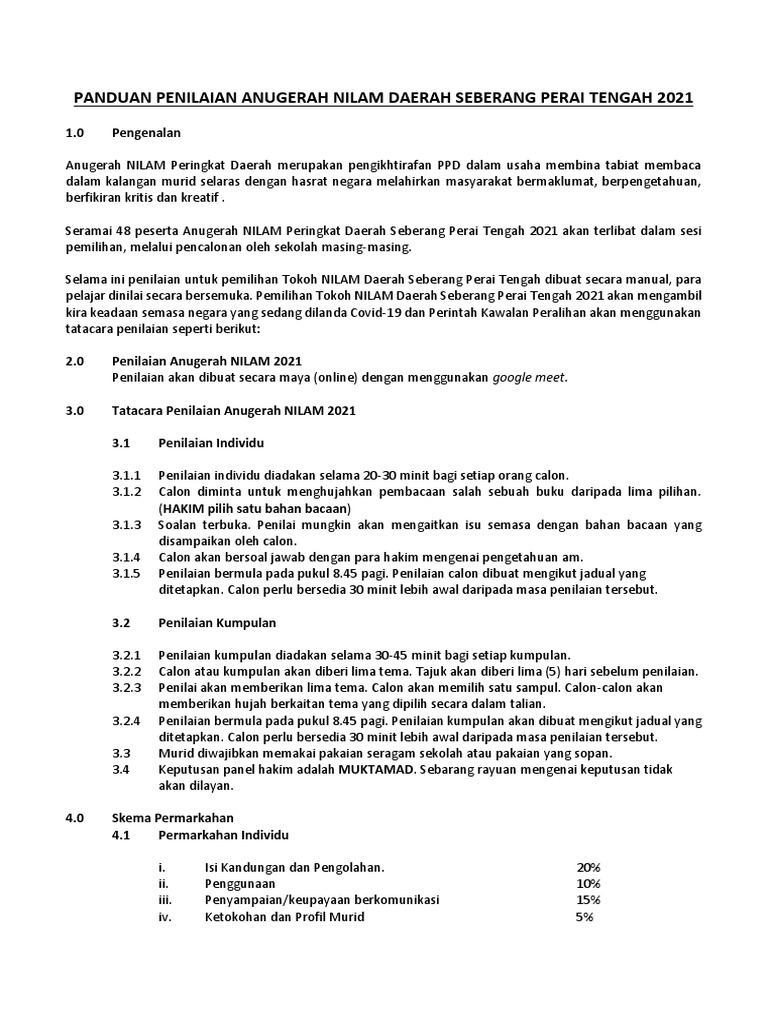 Panduan Penilaian Tokoh Nilam 2021 Baru Perubahan Pdf