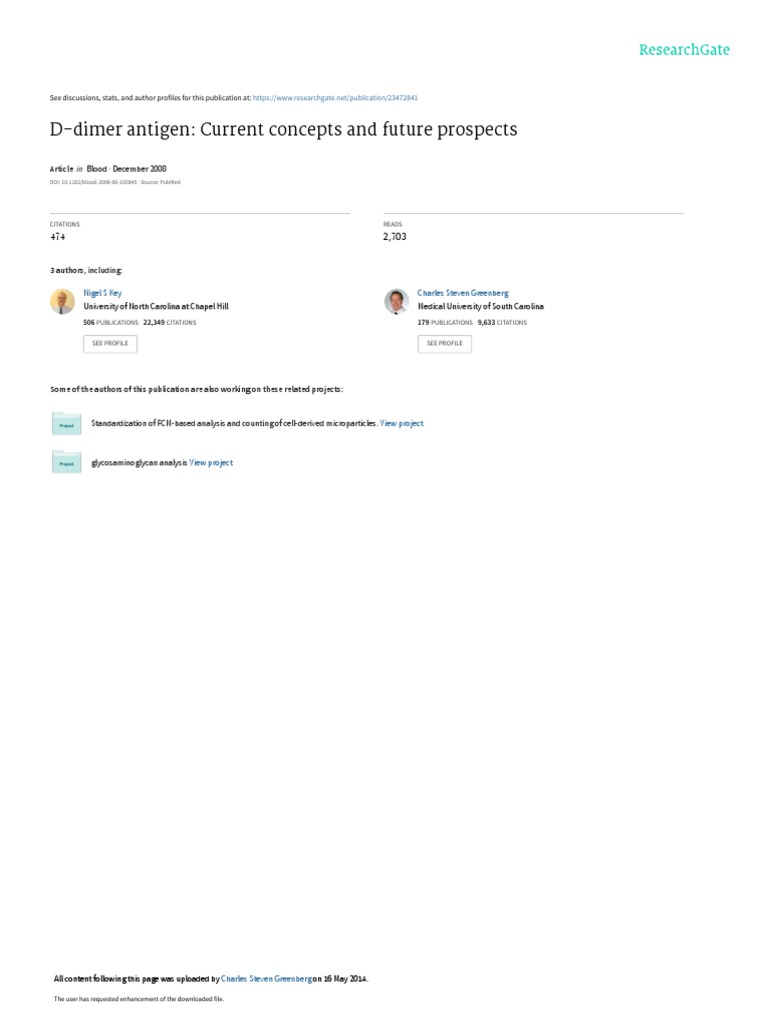 DDimer Antigen Current Concepts and Future Prospe2 PDF