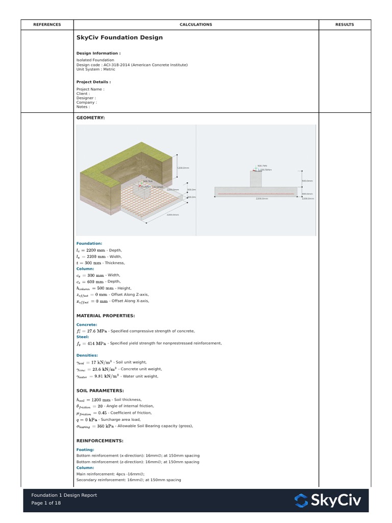 Foundation 1 Design Report | PDF | Strength Of Materials | Foundation ...
