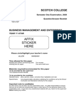 2020 Year 11 Atar Scotch Semester 1 Business Management and Enterprise Exam and Marking Key
