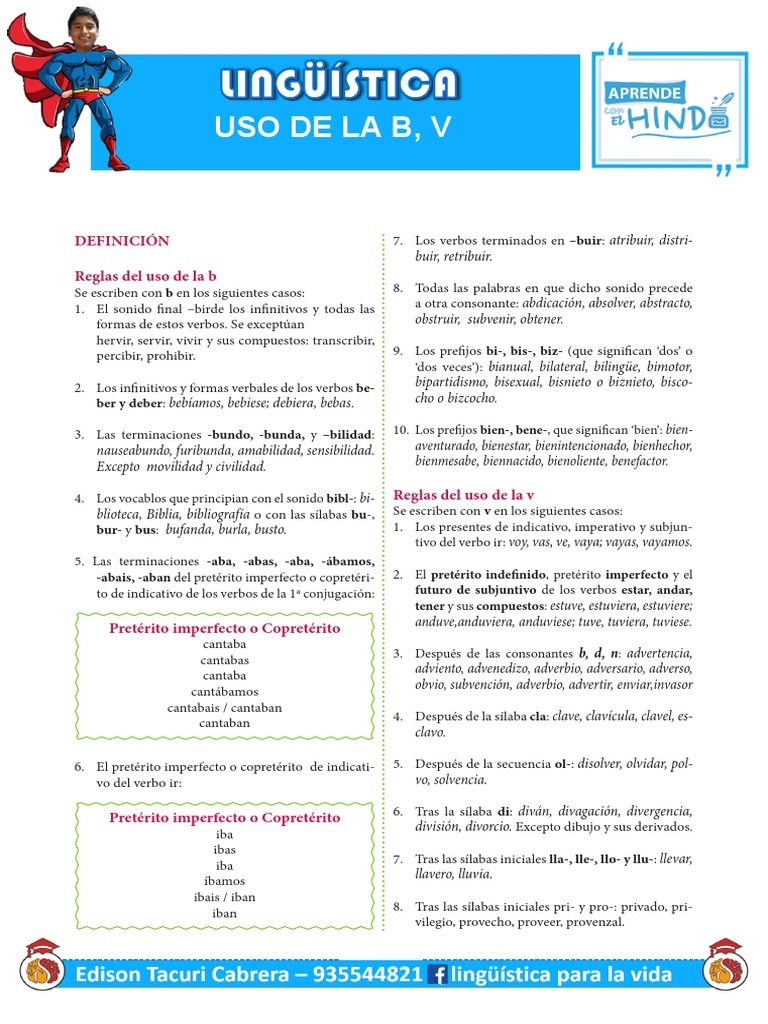 Reglas de Uso de B y V en Español | PDF | Gramática | Mecánica del lenguaje