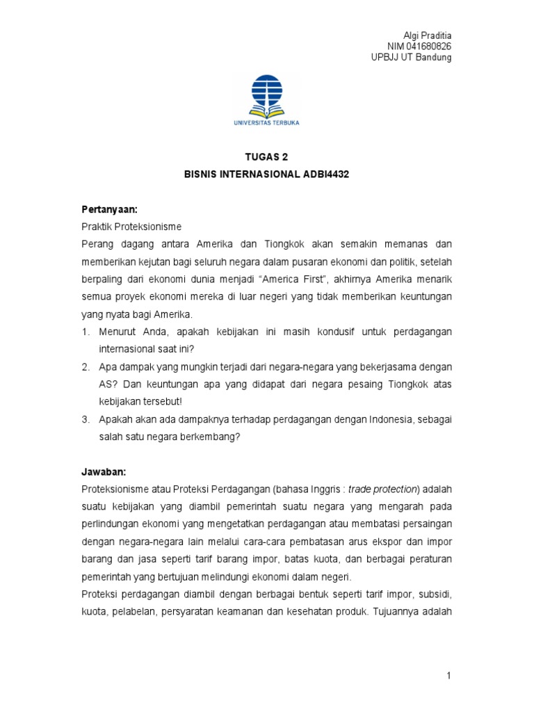 Dampak Proteksionisme As Pada Perdagangan Pdf