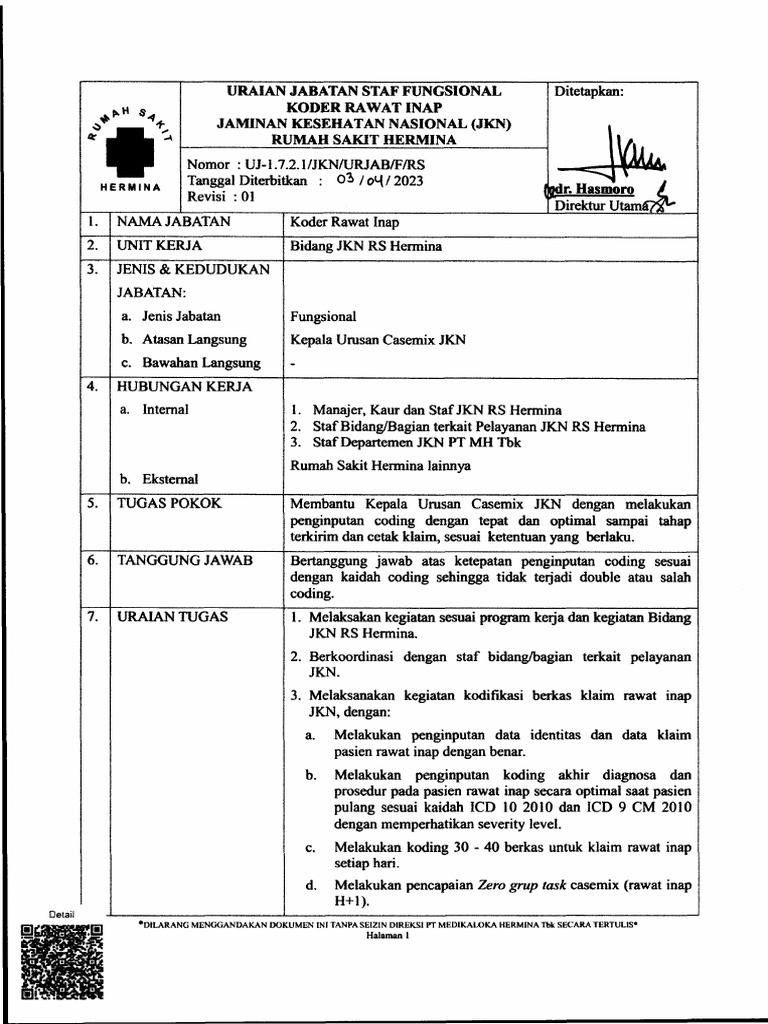 Uj 1 7 2 1 staf fungsional koder rawat inap jaminan kesehatan nasional