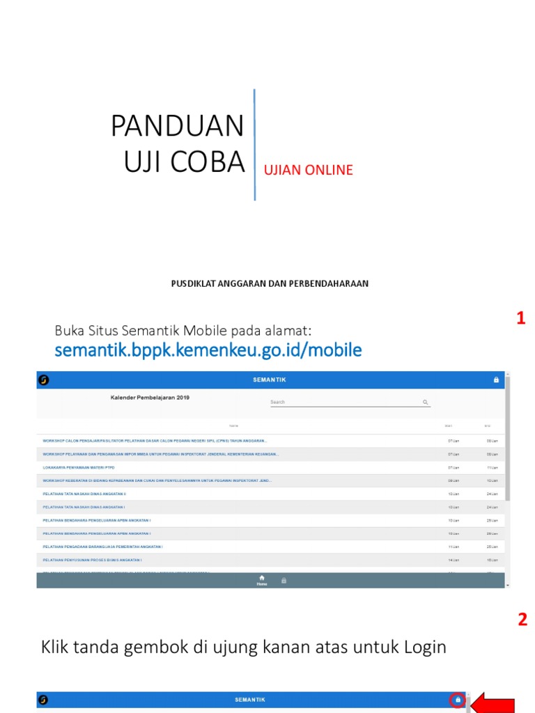 Panduan Uji Coba Ujian Online Kemenkeu | PDF