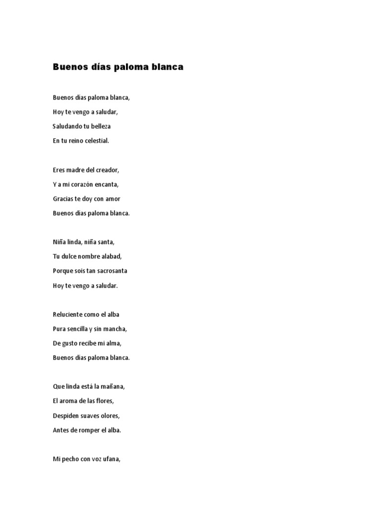 Buenos Días Paloma Blanca Pdf