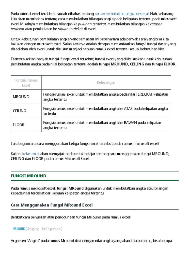 Pembulatan Angka Ribuan di Excel | PDF | Metode & Bahan Ajar