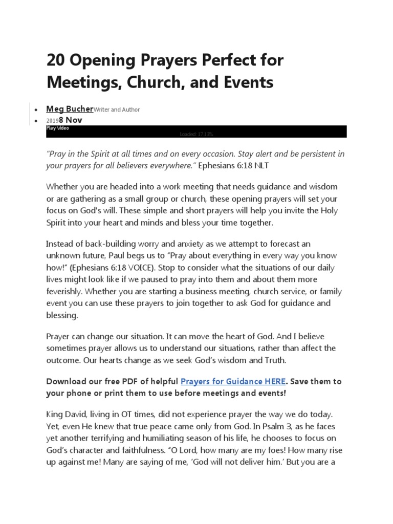 20 Opening Prayers Perfect For Meetings | PDF | Prayer | Glory (Religion)