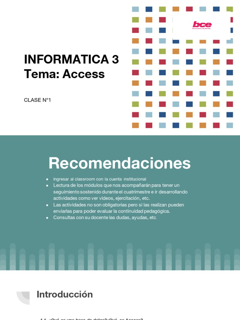Módulos de Access en Informática 3 | PDF | Bases de datos | Base de ...