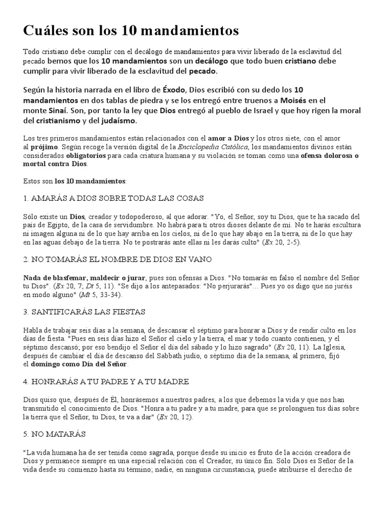 los 10 mandamientos catolicos y cristianos