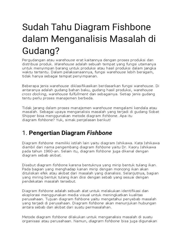 Analisis Masalah Gudang dengan Fishbone | PDF