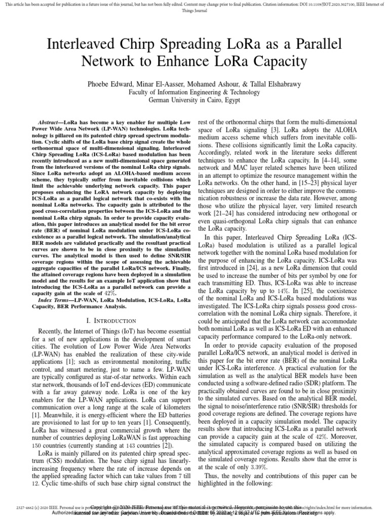 Edward et al2020 interleaved chirp spreading lora as a parallel