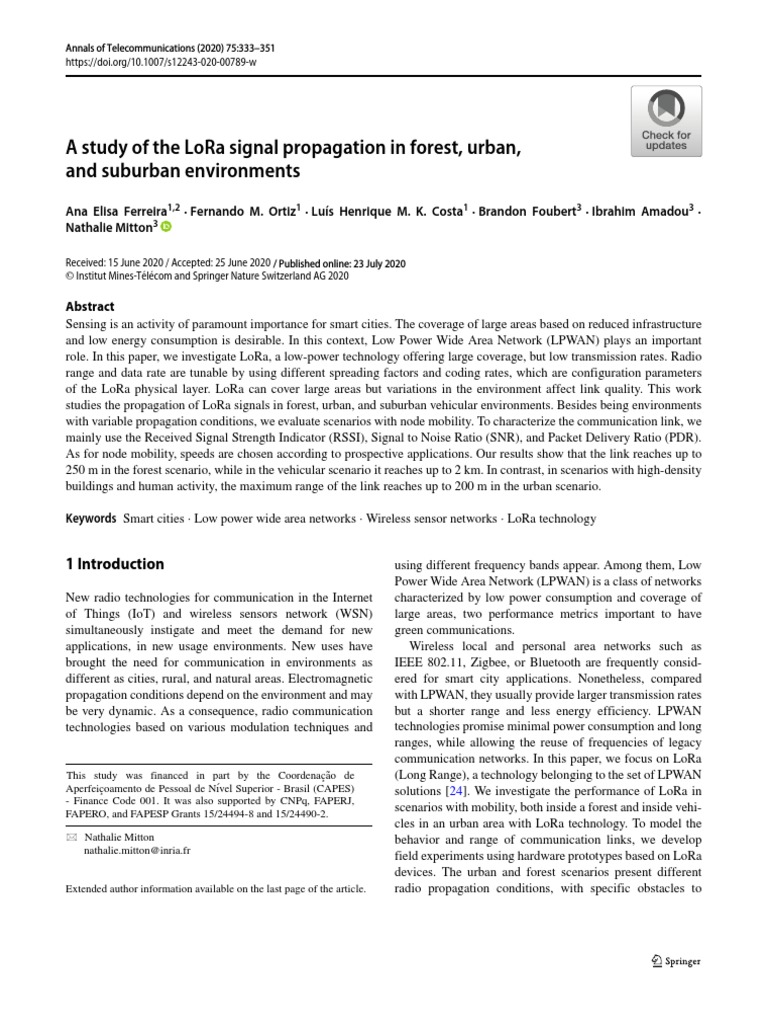 Ferreira2020 - A Study of The LoRa Signal Propagation in Forest, Urban ...