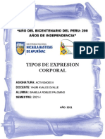 TIPOS DE EXPRESION CORPORAL Actividades II