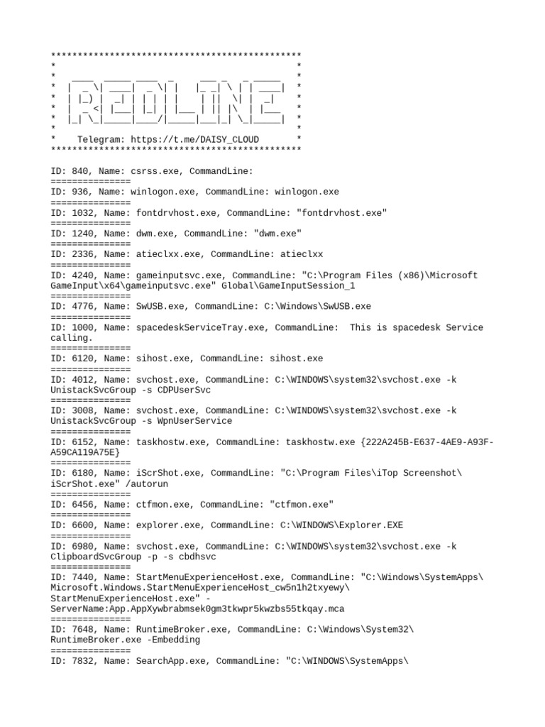 Process List PDF Command Line Interface Microsoft Windows