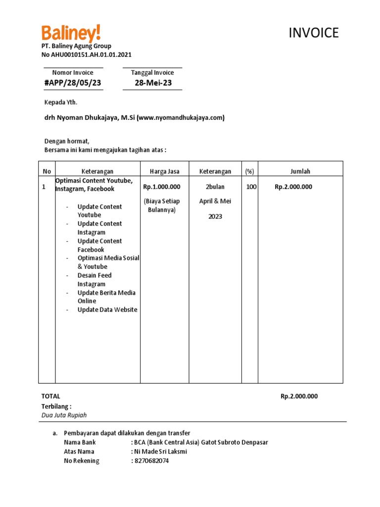 #Invoice Nyoman Dhukajaya | PDF