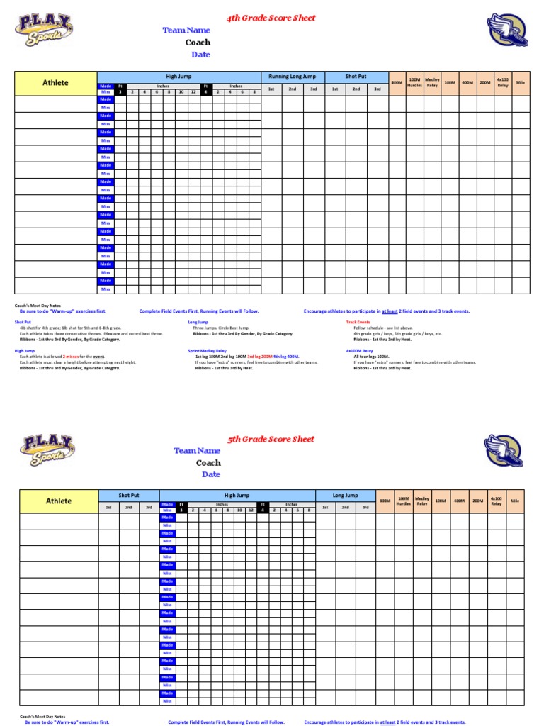 athletics score sheet | pdf | track and field | athletics