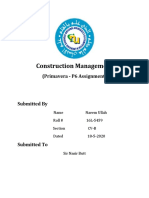 Construction Management: (Primavera - P6 Assignment)