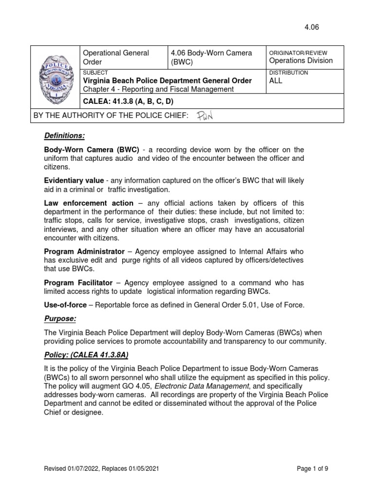 04.06 Body-Worn Camera | PDF | Police | Swat
