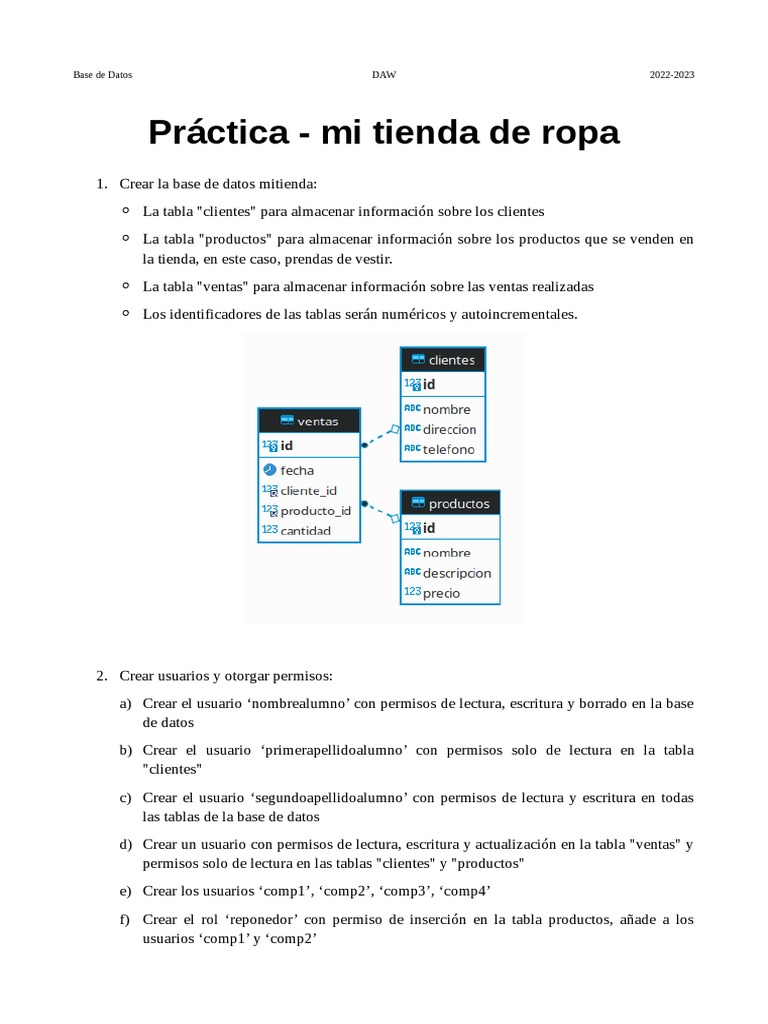 Base de Datos para Mi Tienda de Ropa | PDF | Bases de datos | SQL
