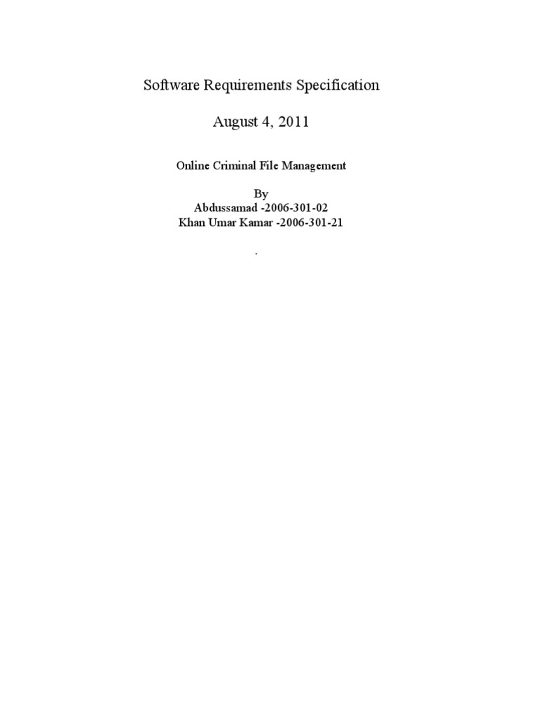 Online Crime Management System SRS | PDF | Web Server | Internet & Web