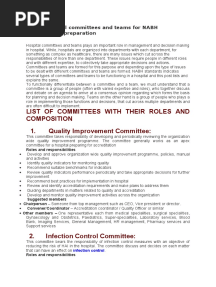 List of Hospital Committees and Teams For NABH Accreditation Preparation