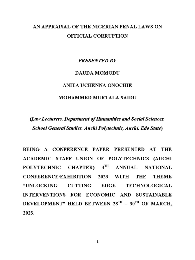 an-appraisal-of-the-nigerian-penal-laws-on-official-corruption-pdf