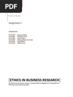 Ethics in Business Research: Assignment 4