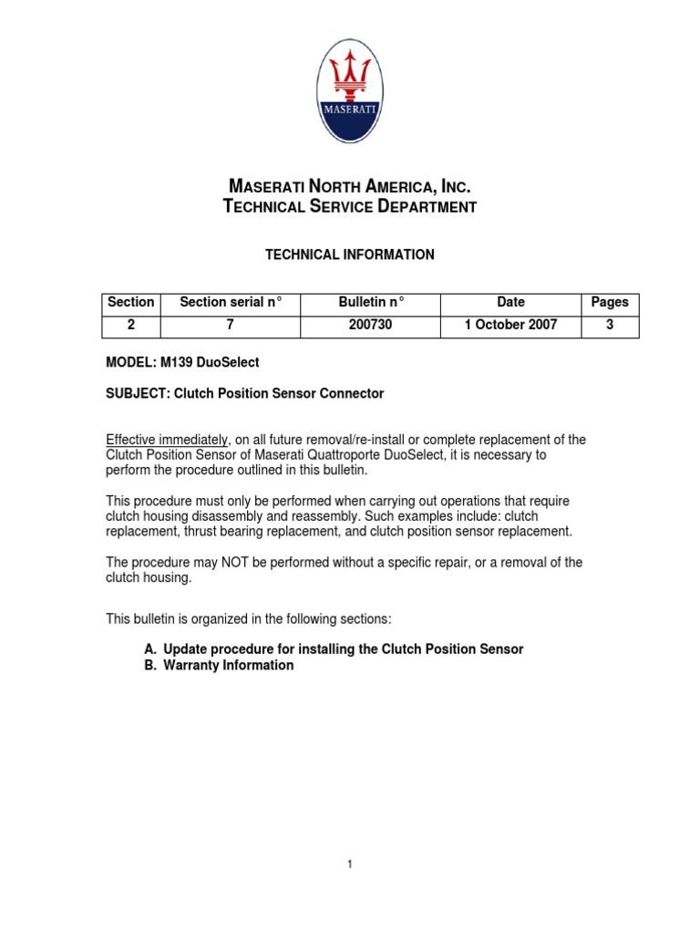 Clutch Position Sensor Installation Guide | PDF | Electrical Connector ...