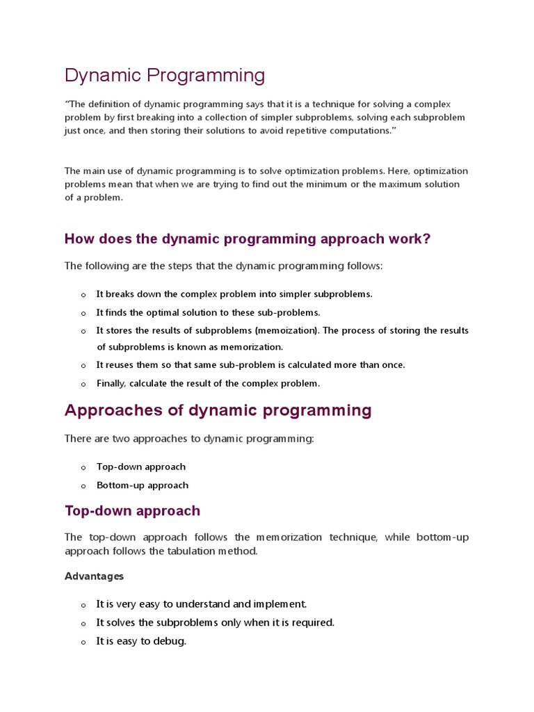 Dynamic Programming | PDF | Dynamic Programming | Teaching Mathematics