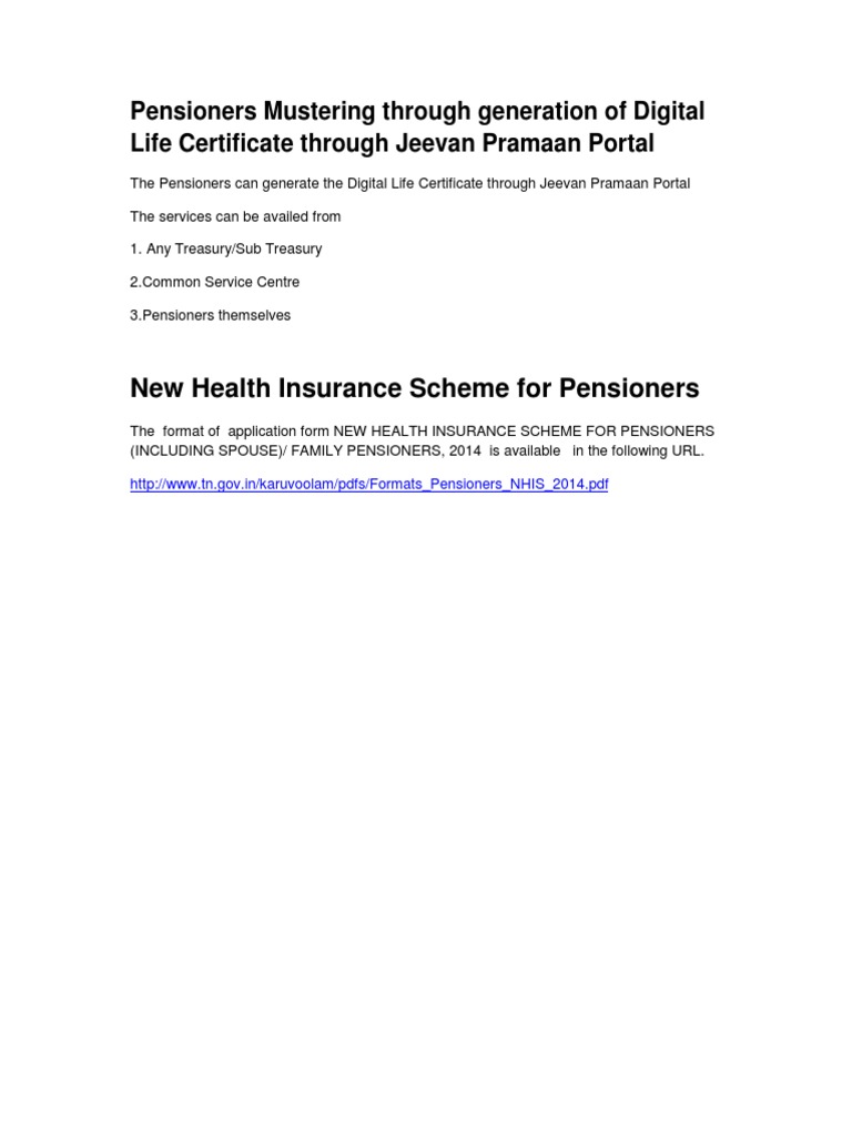 Digital Life Certificate NHIS Application Pensioners PDF