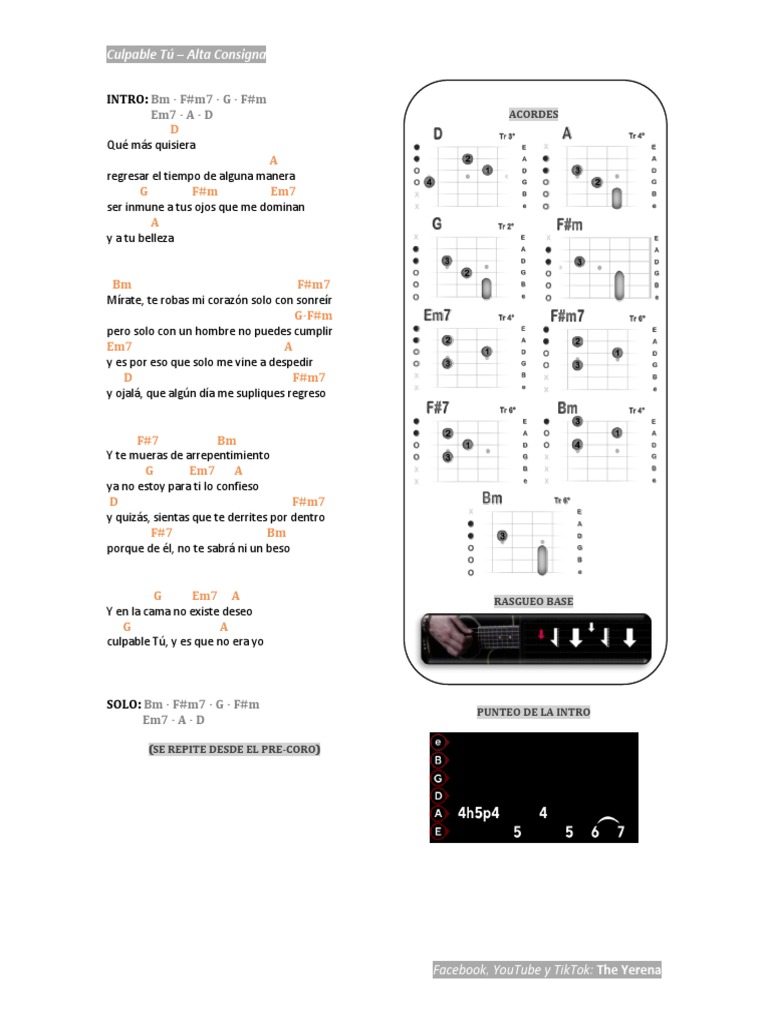 Culpable Tú - Alta Consigna: Letra y Acordes | PDF