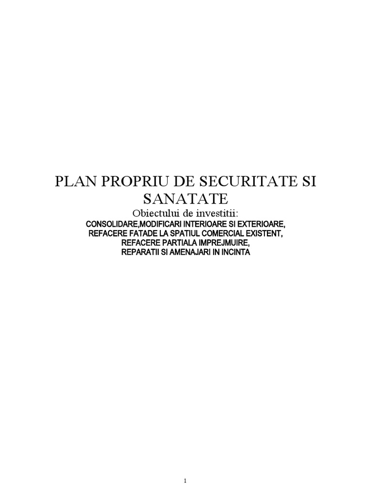 Plan Propriu SSM | PDF